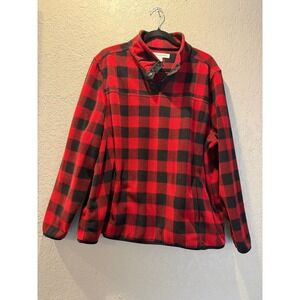 Amazon Essentials Red Black Buffalo‎ Plaid Fleece Snap Neck Pullover XL
